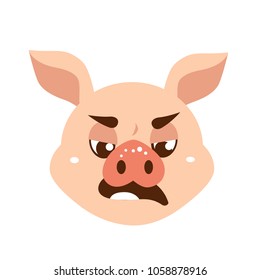 Pig cartoon character icon. Pig emoji  blurred face.