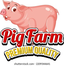 Pig cartoon character logo for pork products illustration