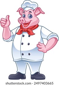 pig cartoon character in professional chef suit