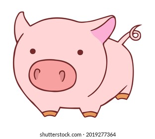 Pig cartoon cute animal isolated colorful illustration