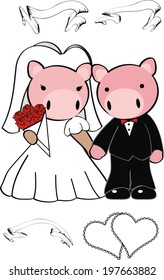 pig cartoon cute married in vector format very easy to edit