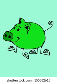 pig cartoon design in Jaidee Family Style