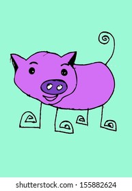 pig cartoon design in Jaidee Family Style