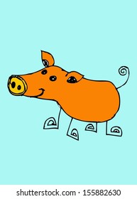 pig cartoon design in Jaidee Family Style