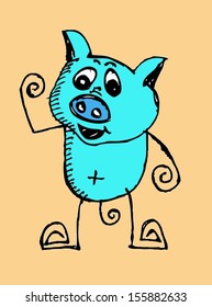 pig cartoon design in Jaidee Family Style