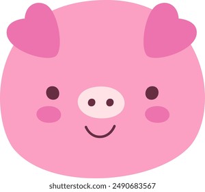 Pig Cartoon Face Vector Illustration