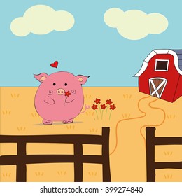 Pig Cartoon Pig Farm Stock Vector (Royalty Free) 399274840 | Shutterstock