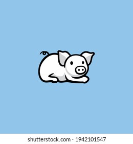 pig cartoon icon logo vector illustration