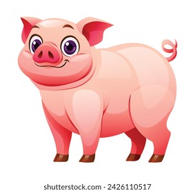 Pig cartoon illustration isolated on white background