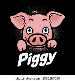 Pig cartoon Logo Vector Template, Design element for logo, poster, card, banner, emblem, t shirt. Vector illustration