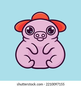 Pig Cartoon Mascot Funny Vector Smile Happiness Fun Cute Farm Illustration Cute Pink