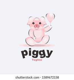 Pig cartoon mascot logo design
