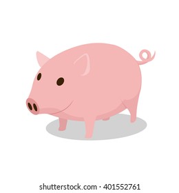 Pig cartoon minimalistic vector illustration. Cartoon animal illustration