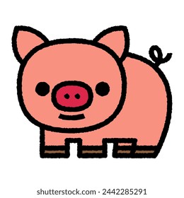 pig cartoon roughen filled outline icon for decoration, website, web, mobile app, printing, banner, logo, poster design, etc.