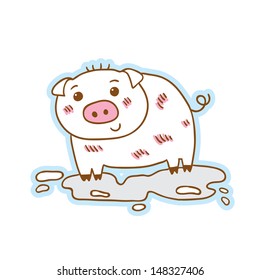 Pig. Cartoon style animals. Vector isolated object. Cartoon character.