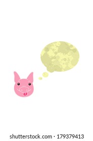 A Pig Cartoon with thought bubble 