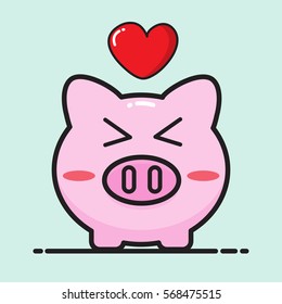 Pig  cartoon vector design for valentine day .