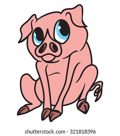 Pig cartoon vector illustration