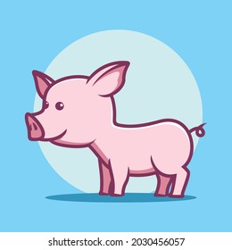 Pig cartoon vector illustration, Cute Cartoon Pig