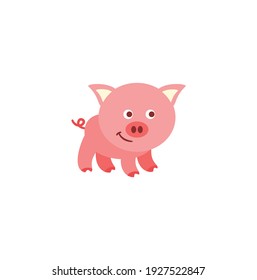 Vector de dibujos animados de cerdo sobre un fondo blanco