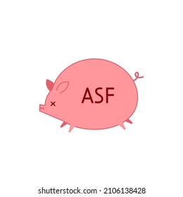 Pig cartoon vector. Warning and be careful African swine fever virus in pig.