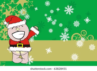 pig cartoon xmas background in vector format very easy to edit