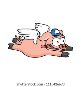 pig cartoons are flying with wings and cute hats
