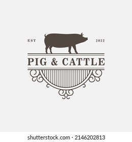 Pig and cattle logo badge