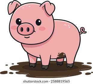 The pig changes from clean to muddy in second frame.