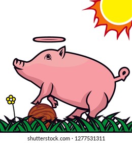 pig character background illustration