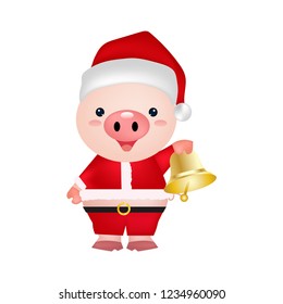 pig character bring to christmas bell