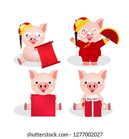 pig character celebration chinese new year