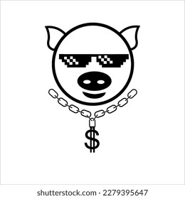 pig character icon thug life