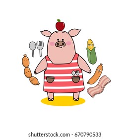 pig character, let's eat