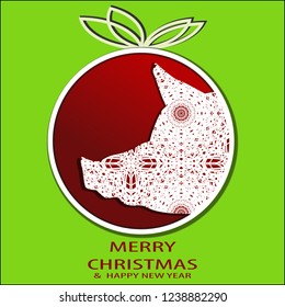  Pig  character for postcard. Congratulations on Christmas. Chinese New Year.