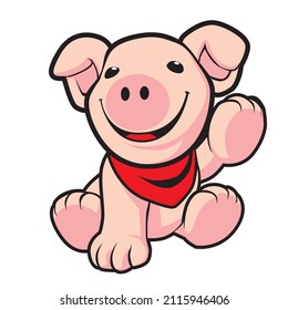 Pig character vector digital image