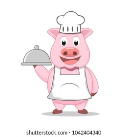 Pig chef cartoon character vector