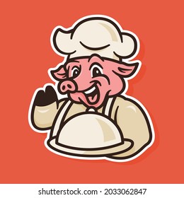 Pig chef illutsration perfect for logo mascot, design element, or etc