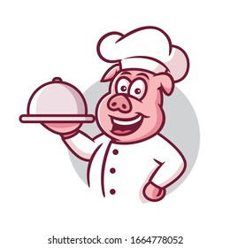 Ilustración del vector de caricaturas de los chefs de cerdo