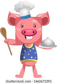 Schweinekoteletts, Illustration, Vektorgrafik auf weißem Hintergrund.
