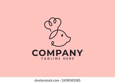 pig chef outline logo design for animal food farm restaurant company business