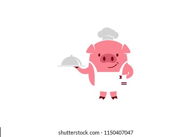 Pig Chef Simple Cartoon Character Design