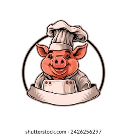 Pig Chef vector art and logo design