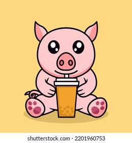 Pig And Chibi Animal Vector Illustration