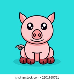 Pig And Chibi Animal Vector Illustration