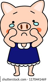 Pig child's emotional expression set