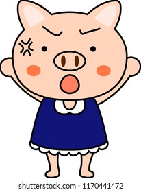 Pig child's emotional expression set