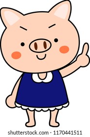 Pig child's emotional expression set
