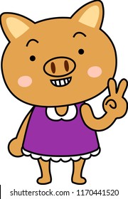 Pig child's emotional expression set