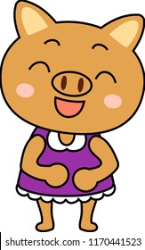 Pig child's emotional expression set